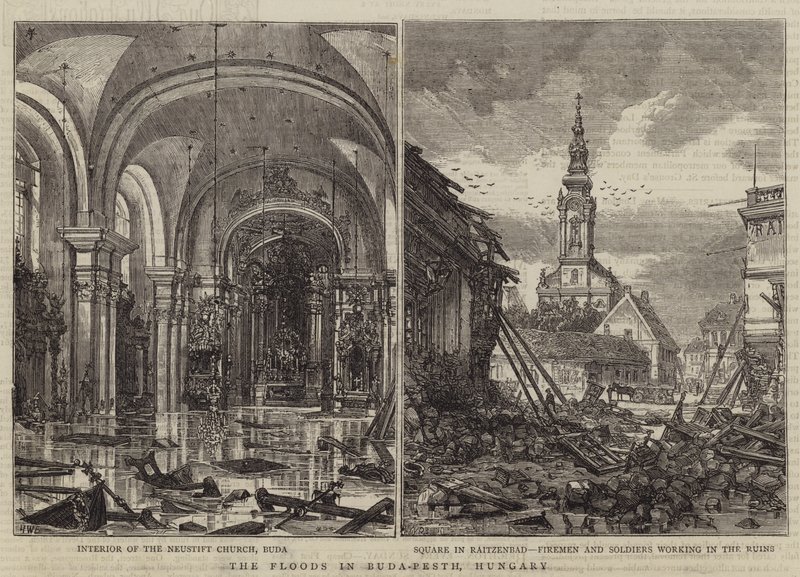 Die Überschwemmungen in Budapest, Ungarn von Henry William Brewer
