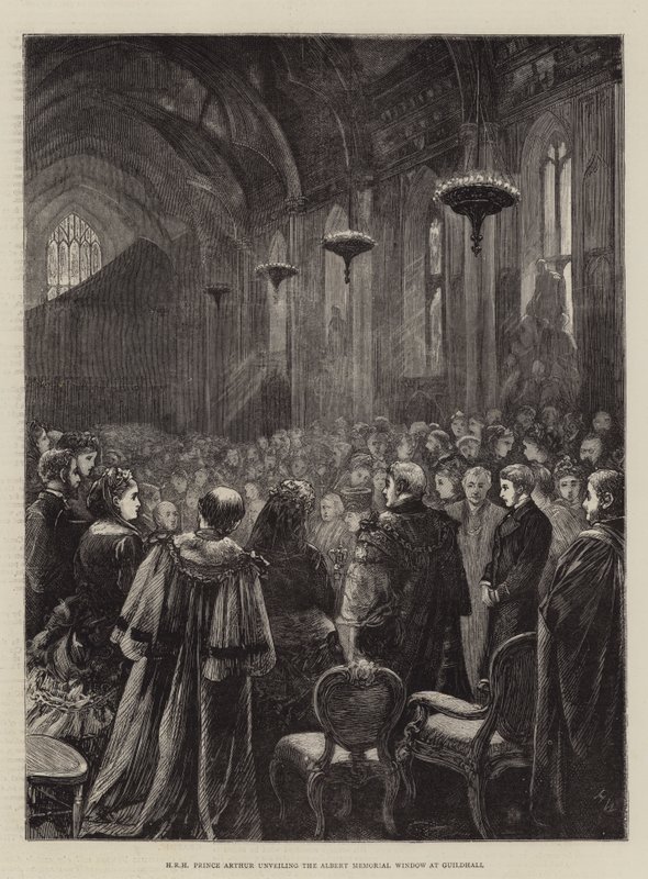 HRH Prinz Arthur enthüllt das Albert-Gedenkfenster in der Guildhall von Henry Woods