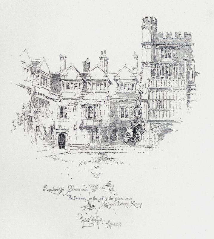 Brasenose College, Oxford, zeigt den Eingang zu den Zimmern des englischen Geistlichen und Schriftstellers Reginald Heber von Herbert (after) Railton