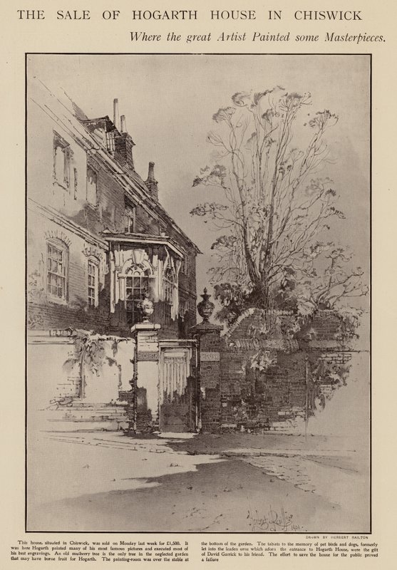 Ehemaliges Haus von William Hogarth, Chiswick, London von Herbert (after) Railton