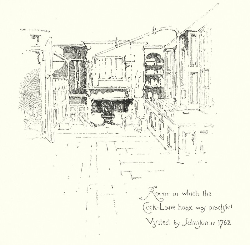 Zimmer, in dem der Cock-Lane-Geisterschwindel praktiziert wurde, besucht von Dr. John im Jahr 1762 von Herbert (after) Railton