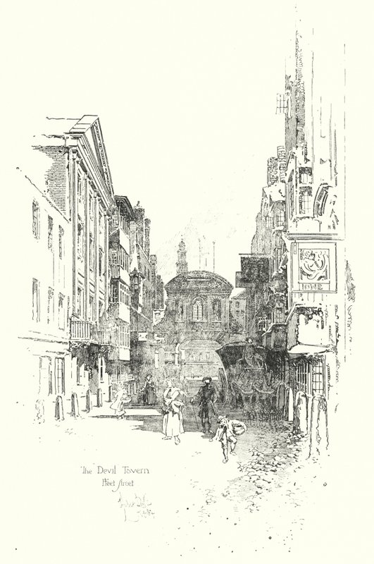 Die Devil Tavern, Fleet Street, zur Zeit von Dr. Johnson von Herbert (after) Railton