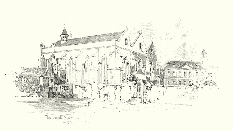 Die Temple Church, London, im Jahr 1761 von Herbert (after) Railton