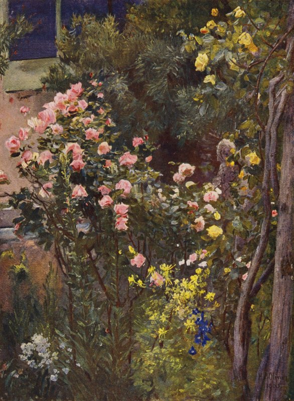 In einem Rosengarten, Catherine Mermet und Marechal Niel zu Hause von Herbert Arnould Olivier