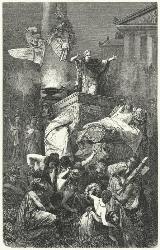 Augustus hält die Rede bei der Beerdigung seines Neffen Marcellus, 23 v. Chr. von Hermann Vogel
