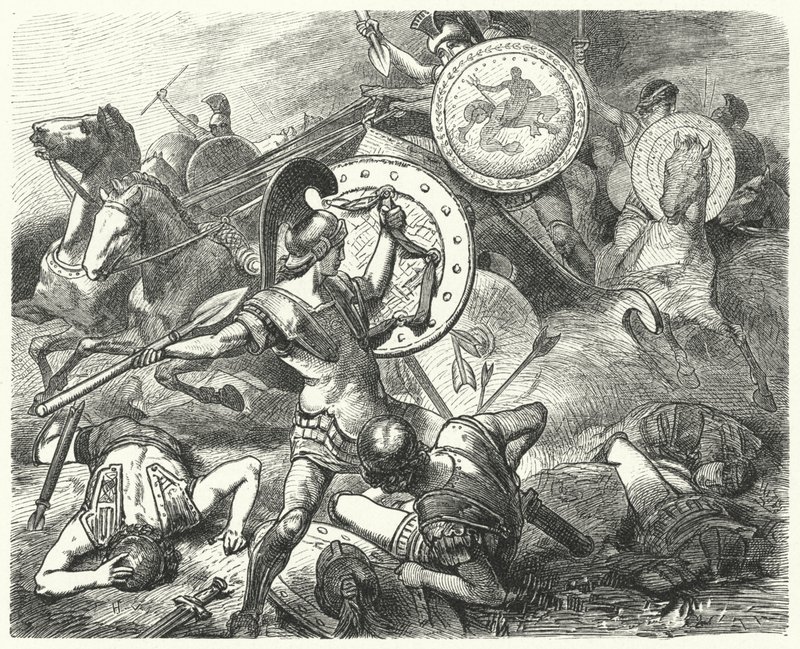 Epaminondas rettet das Leben von Pelopidas in der Schlacht von Mantinea, 385 v. Chr. von Hermann Vogel