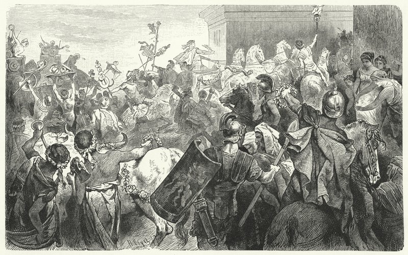 Triumph des Scipio Aemilianus nach der Zerstörung Karthagos im Dritten Punischen Krieg, 146 v. Chr. von Hermann Vogel