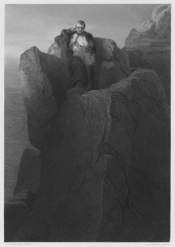 Der Felsen bei St. Helena, aus dem Bild in der Königlichen Sammlung (Gravur) von Hippolyte Delaroche