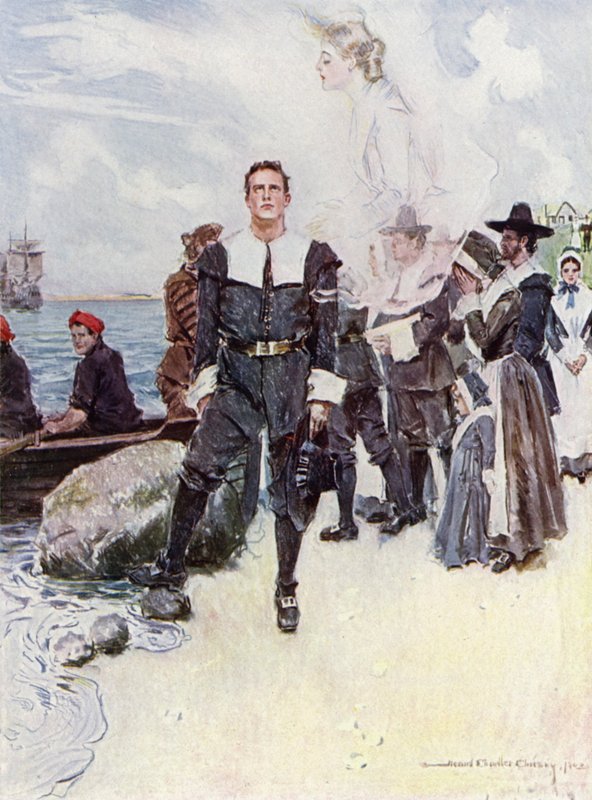 Illustration für The Courtship of Miles Standish von Henry Wadsworth Longfellow von Howard Chandler (after) Christy