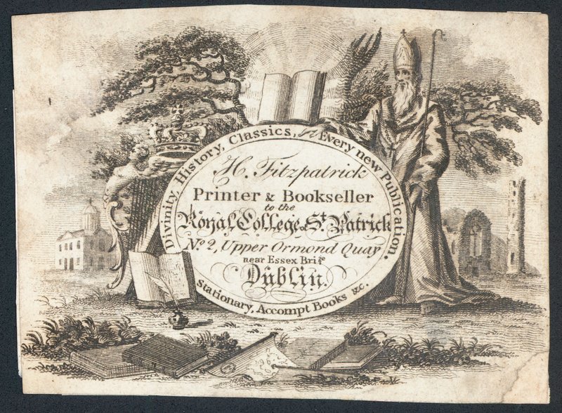 H Fitzpatrick, Drucker & Buchhändler des Royal College of Saint Patrick, Visitenkarte von Irish School