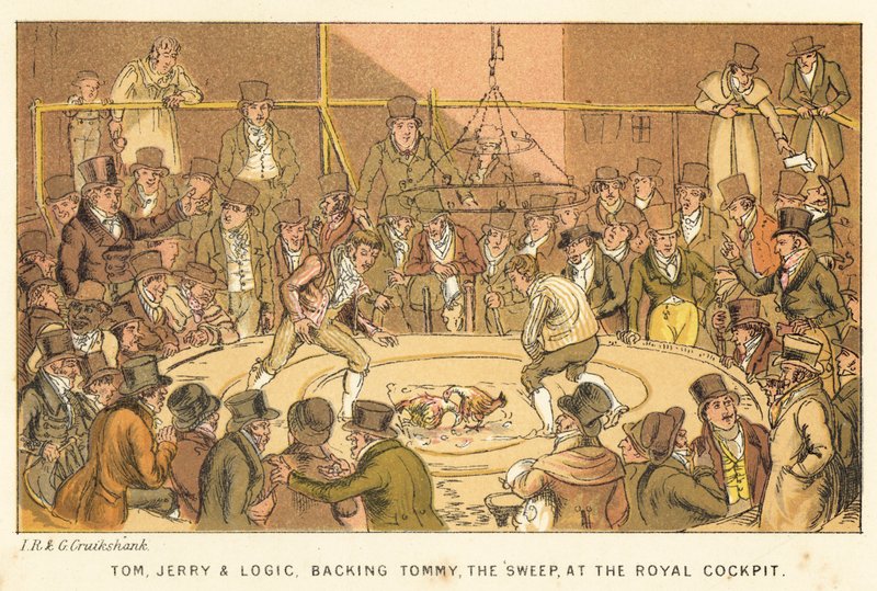 Tom, Jerry und Logic unterstützen Tommy, den Schornsteinfeger, im Royal Cockpit von Isaac, Robert and George Cruikshank
