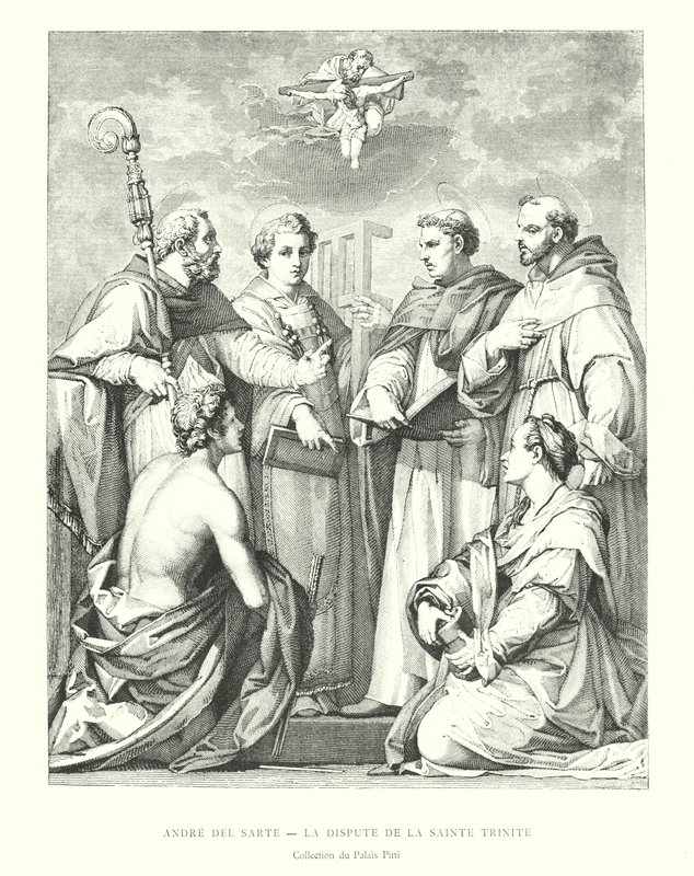 Andre del Sarte, Der Streit der Heiligen Dreifaltigkeit, Sammlung des Pitti-Palastes von Italian School