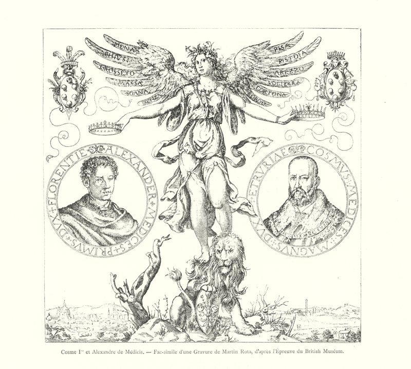 Cosme Ier et Alexandre de Medicis, Faksimile einer Gravur von Martin Rota, nach dem Exemplar des British Museum (Gravur) von Italian School