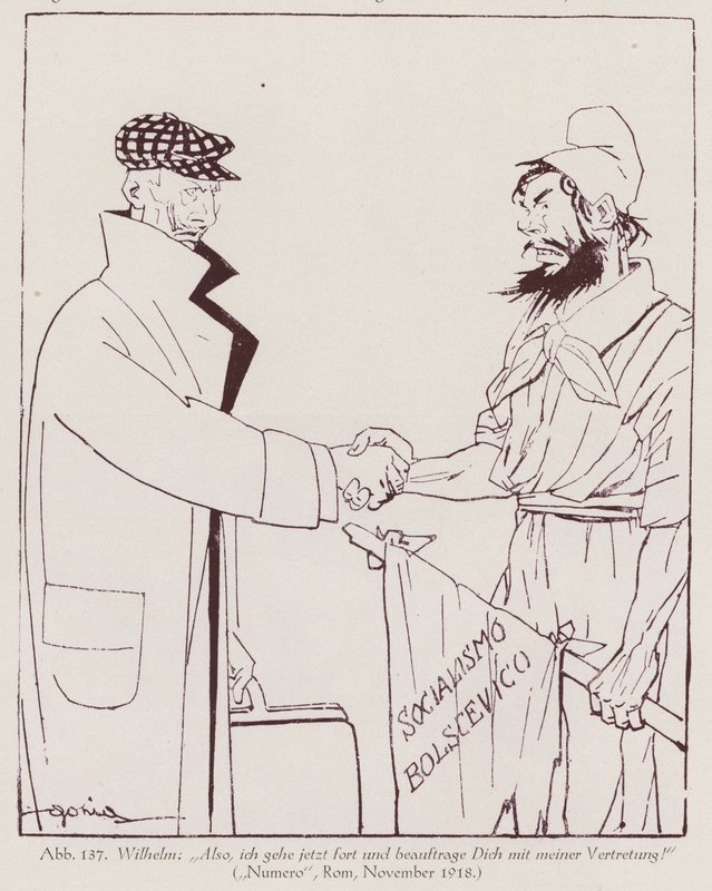 Kaiser Wilhelm II übergibt die Macht an den Bolschewismus von Italian School