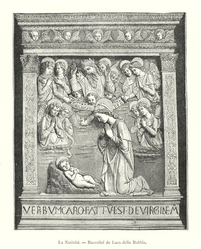 Die Geburt Christi, Basrelief von Luca della Robbia (Stich) von Italian School