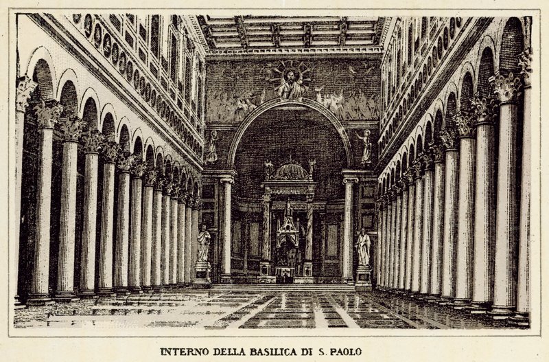 Rom: Innenansicht der Basilika St. Paul von Italian School