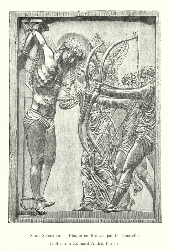 Heiliger Sebastian, Bronzemedaille, Sammlung Edouard André, Paris (Stich) von Italian School