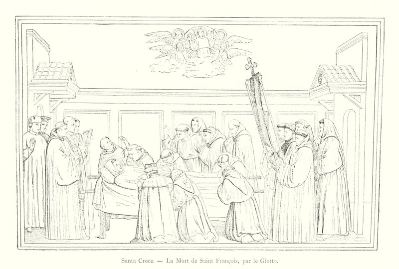 Santa Croce, Der Tod des Heiligen Franziskus, von Giotto (Gravur) von Italian School