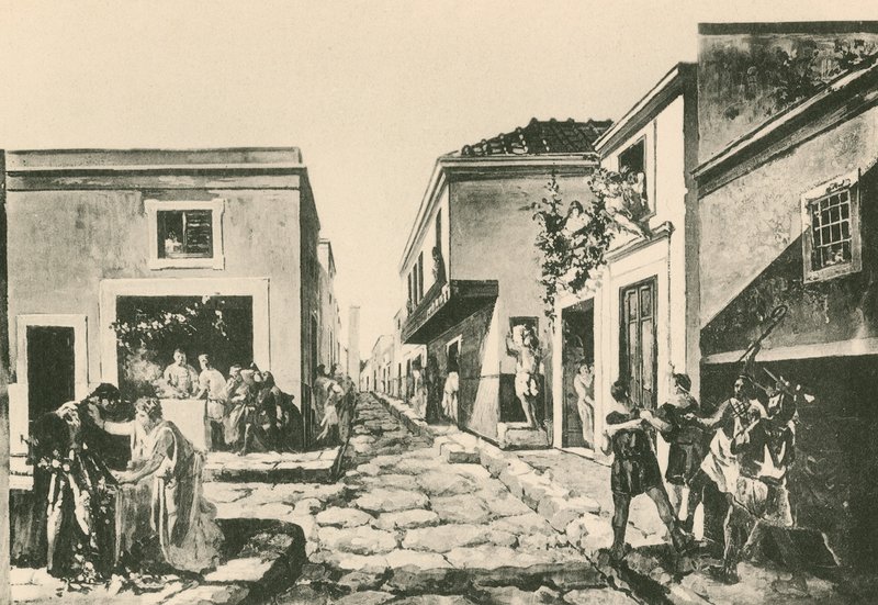 Das Haus des Pensile-Balkons wie es war (Gravur) von Italian School