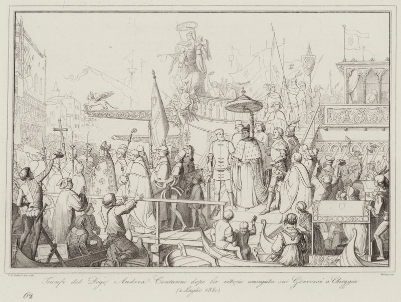 Triumph des Dogen Andrea Contarini nach dem Sieg über die Genuesen in Chioggia von Italian School
