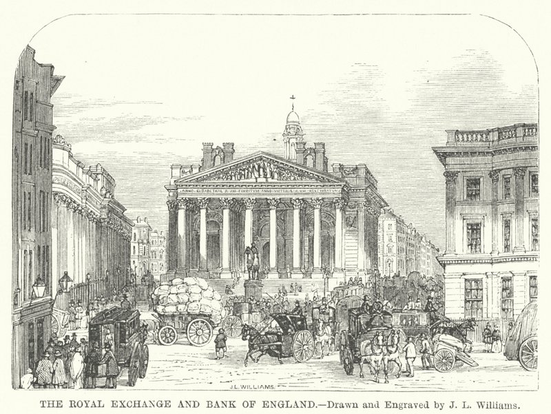 Die Royal Exchange und die Bank of England von J.L. (after) Williams