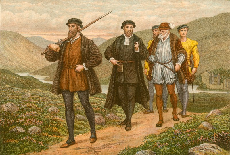John Knox trägt das Schwert vor George Wishart, nach dem Attentatsversuch in Dundee von J.M.L. Ralston