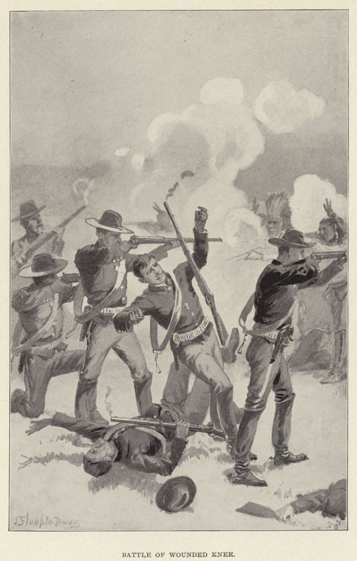 Schlacht am Wounded Knee von J. (after) Steeple Davis