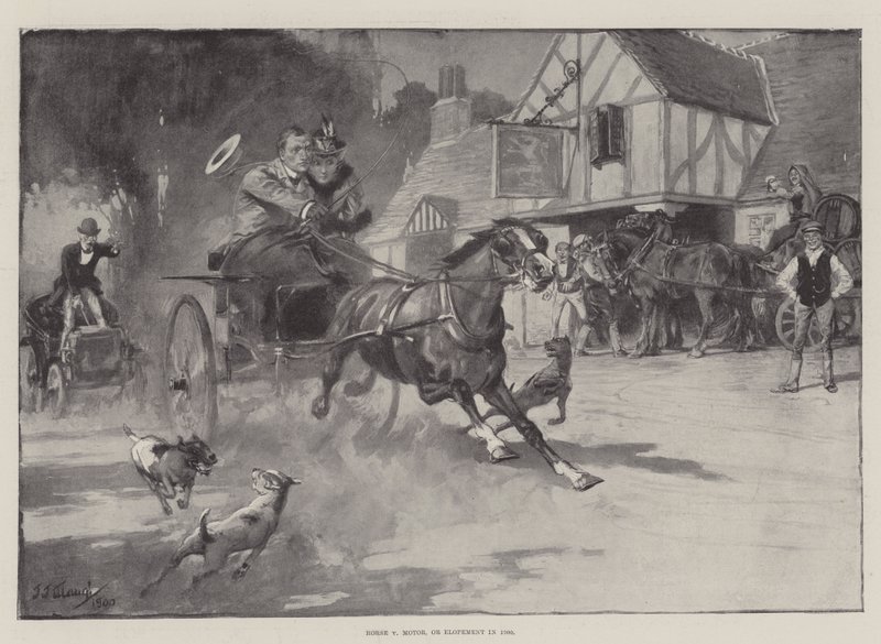 Pferd gegen Motor, oder Durchbrennen im Jahr 1900 von J. J. Waugh
