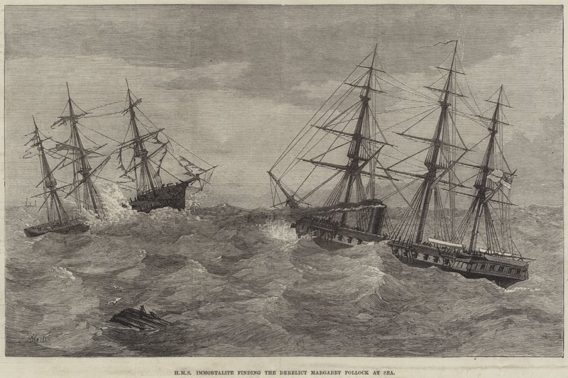 HMS Immortalite findet das Wrack der Margaret Pollock auf See von J. Wells