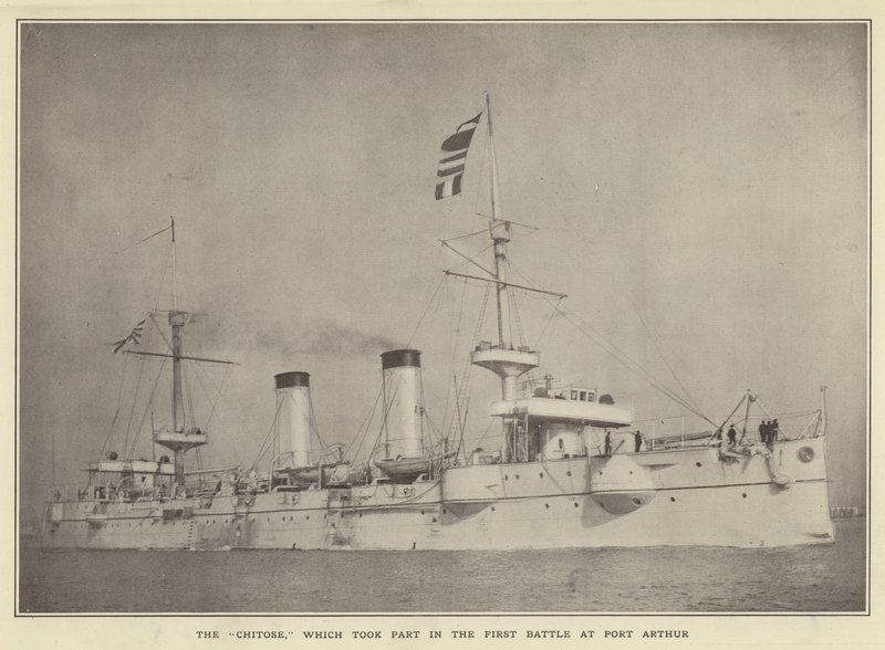 Die Chitose, die an der ersten Schlacht bei Port Arthur teilnahm von Japanese Photographer