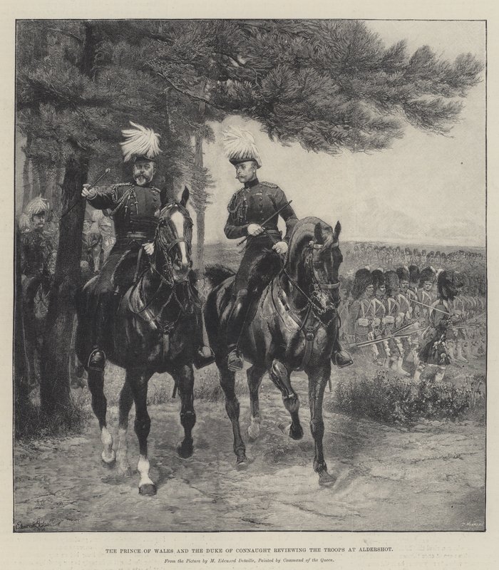 Der Prinz von Wales und der Herzog von Connaught bei der Truppeninspektion in Aldershot von Jean Baptiste Edouard Detaille
