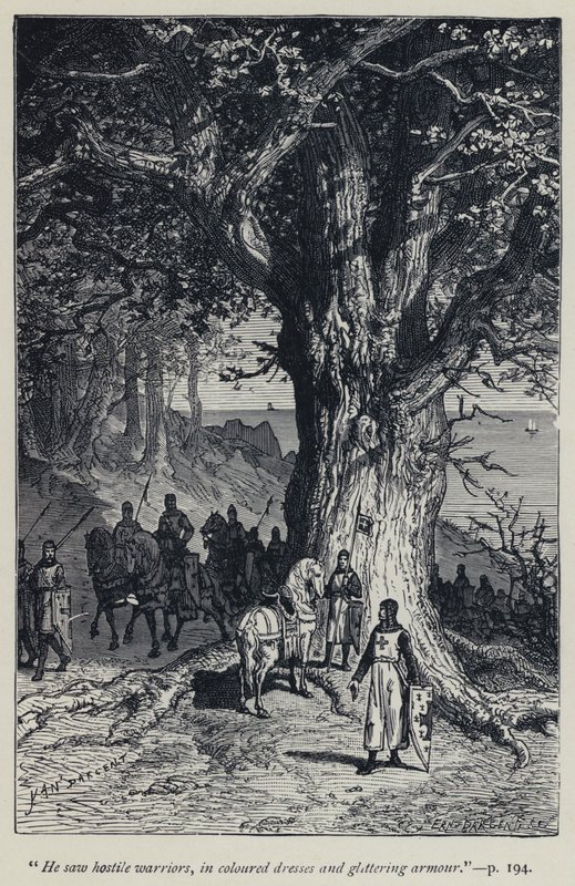 Er sah feindliche Krieger in bunten Kleidern und glänzenden Rüstungen von Jean Edouard Dargent