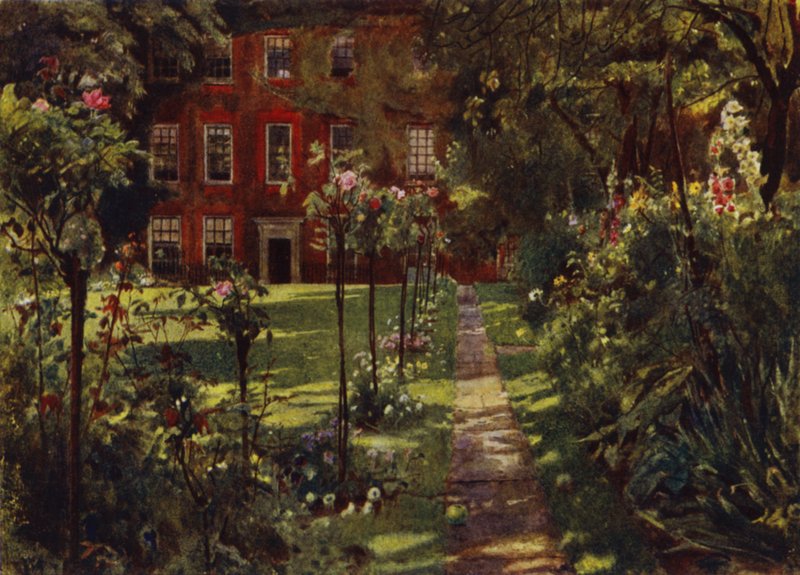Walpole House, Ansicht des Hauses und Gartens von Jessie MacGregor