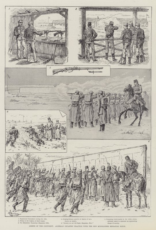 Armeen des Kontinents, österreichische Infanterie übt mit dem neuen Mannlicher Repetiergewehr von Johann Nepomuk Schonberg