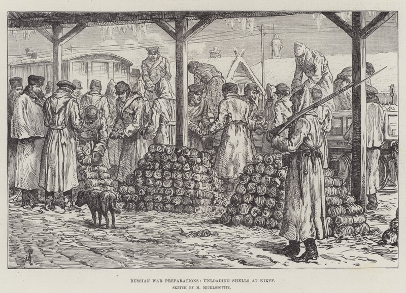 Russische Kriegsvorbereitungen, Entladen von Granaten in Kiew von Johann Nepomuk Schonberg
