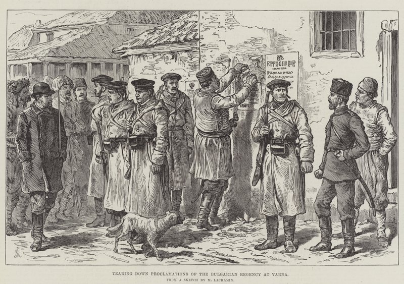 Abriss von Proklamationen der bulgarischen Regentschaft in Varna von Johann Nepomuk Schonberg
