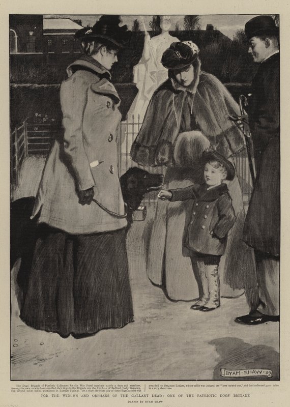 Für die Witwen und Waisen der tapferen Toten, einer der patriotischen Hunde-Brigade von John Byam Liston Shaw