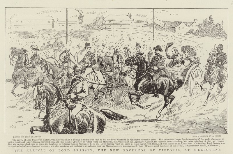 Die Ankunft von Lord Brassey, dem neuen Gouverneur von Victoria, in Melbourne von John Charlton