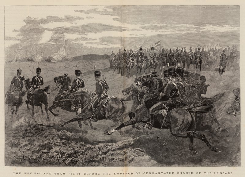 Die Überprüfung und Scheinangriff vor dem Kaiser von Deutschland, der Angriff der Husaren von John Charlton