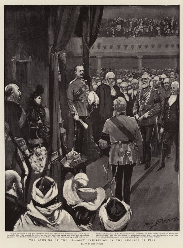 Die Eröffnung der Glasgow Ausstellung durch die Herzogin von Fife von after John Duncan