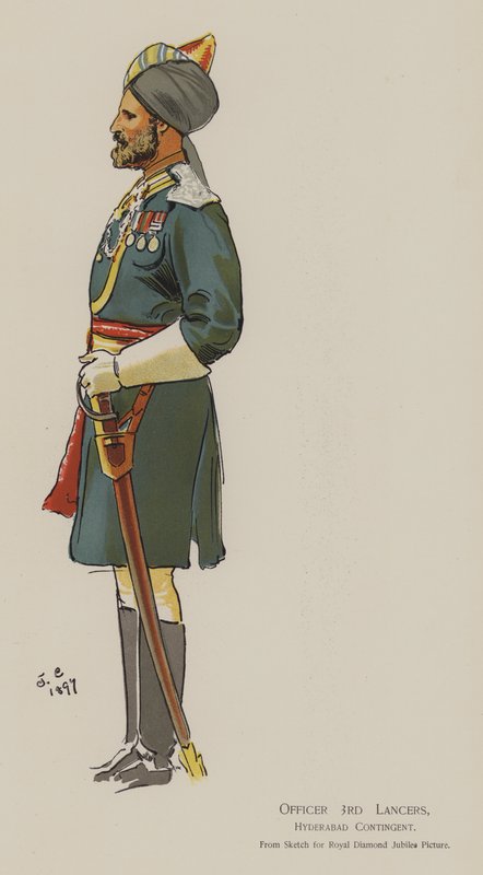 Offizier der 3. Lanzenreiter, Hyderabad-Kontingent (Farblithografie) von John (after) Charlton