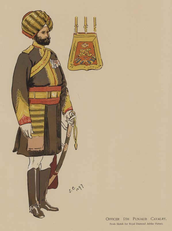 Offizier der 5. Punjab-Kavallerie (Farblithographie) von John (after) Charlton