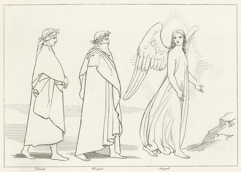 Der führende Engel, Fegefeuer, Gesang 15 (Gravur) von John (after) Flaxman