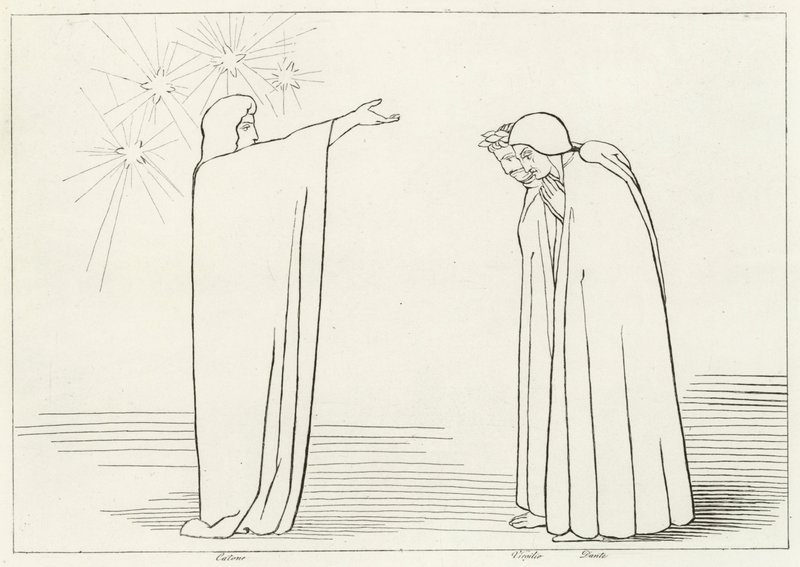 Der Berg der Prüfung, Fegefeuer, Gesang 1 (Gravur) von John (after) Flaxman