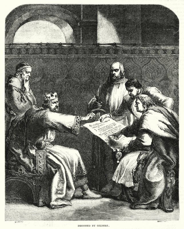 König Johann verweigert die Unterzeichnung der Magna Charta in Oxford, 1215 von John (after) Gilbert
