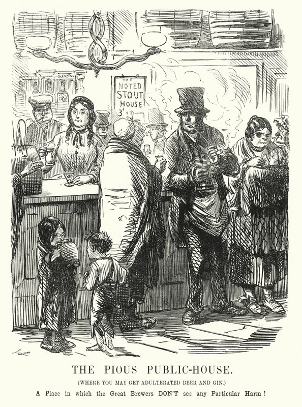 Punch-Karikatur: Das fromme Wirtshaus von John (after) Leech