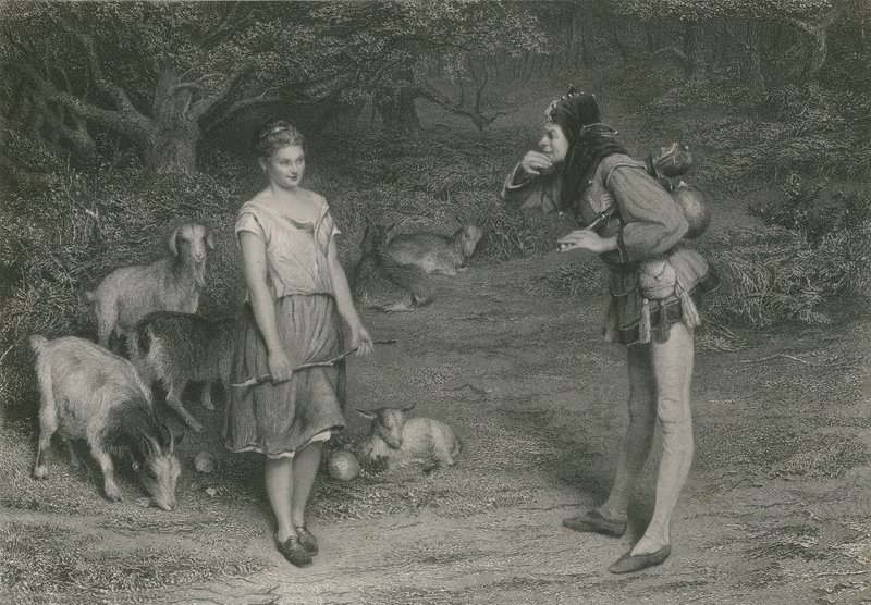 Touchstone und Audrey, Wie es euch gefällt (Gravur) von John (after) Pettie