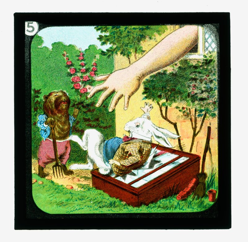 Alice im Wunderland, farbige Laternenbilder von John (after) Tenniel