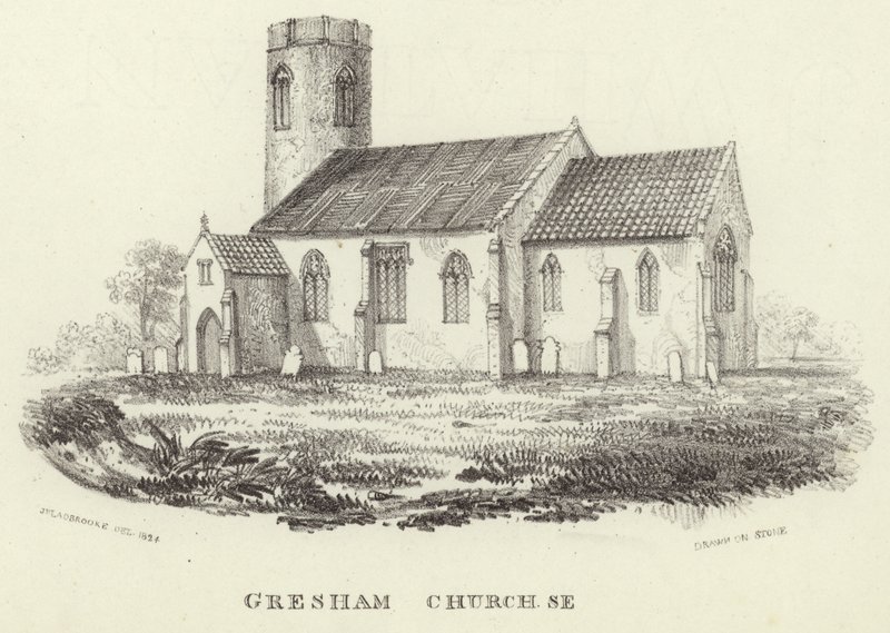 Allerheiligenkirche im Dorf Gresham von John Berney Ladbrooke