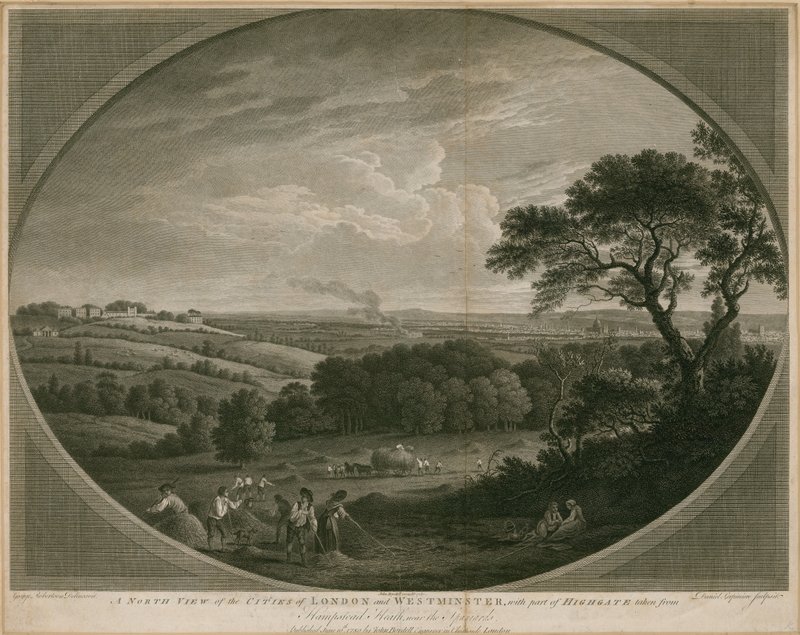 Ein Nordblick auf die Städte London und Westminster mit einem Teil von Highgate von John Boydell